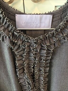 💟Vera Wang Lavender Label Gray Ruffle-Trim Women's Dress